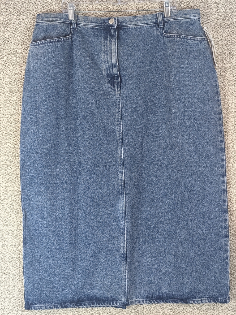 VTG Evan-Picone Denim Maxi Skirt Size 20W Blue Slit 100% Cotton 90s Y2K NWT